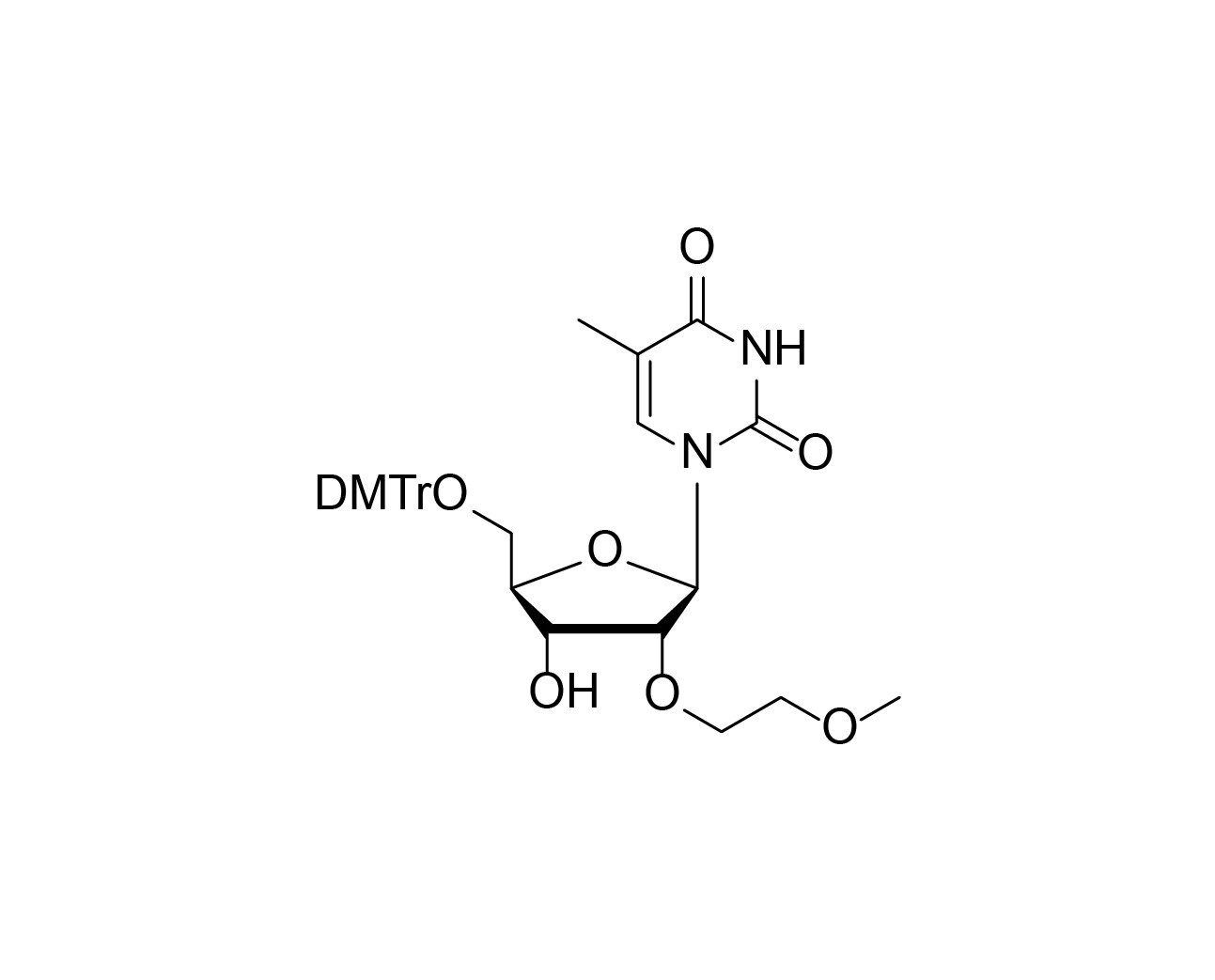 Structure of 5'-O-DMTr-2'-O-MOE-5-methyluridine