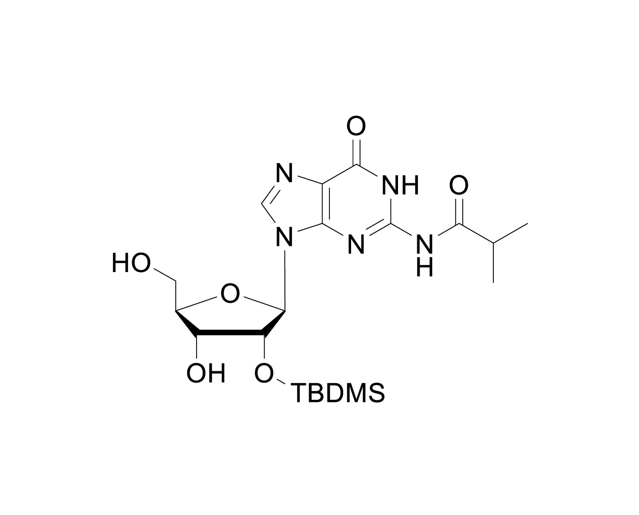 Structure of 2'-O-TBDMS-N2-isobutyrylguanosine