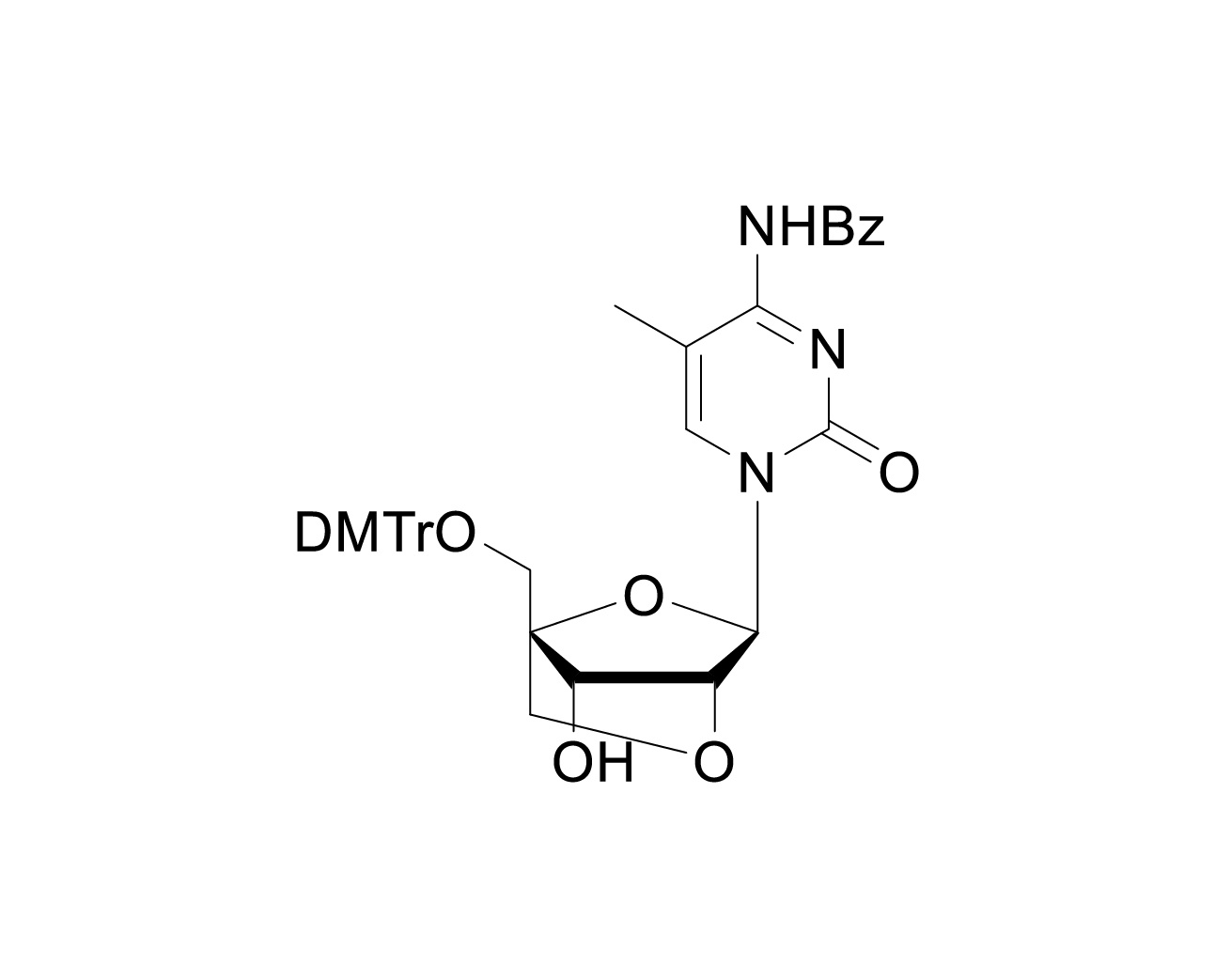 Structure of 5'-O-DMTr-N4-benzoyl-5-methyl-LNA-cytidine
