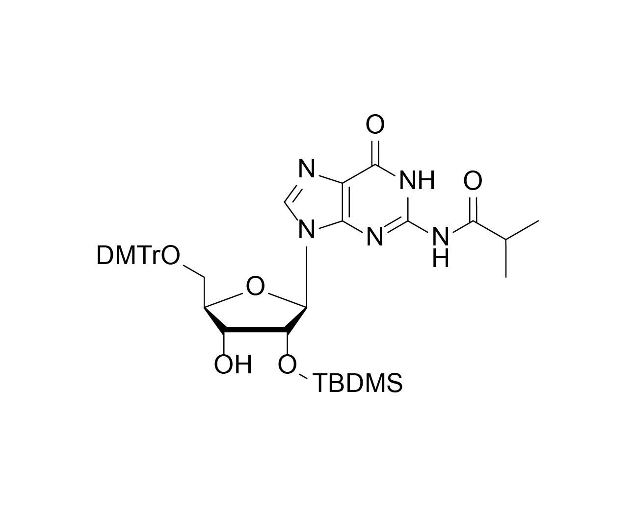 Structure of 5'-O-DMTr-N2-isobutyryl-2'-O-TBDMS guanosine
