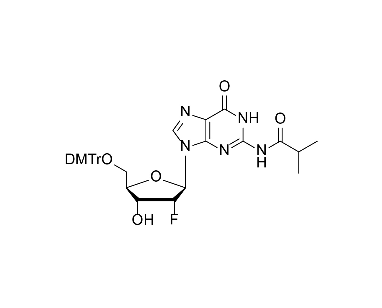 Structure of N2-isobutyryl-5'-O-DMTr-2'-fluoro-2'-deoxyguanosine