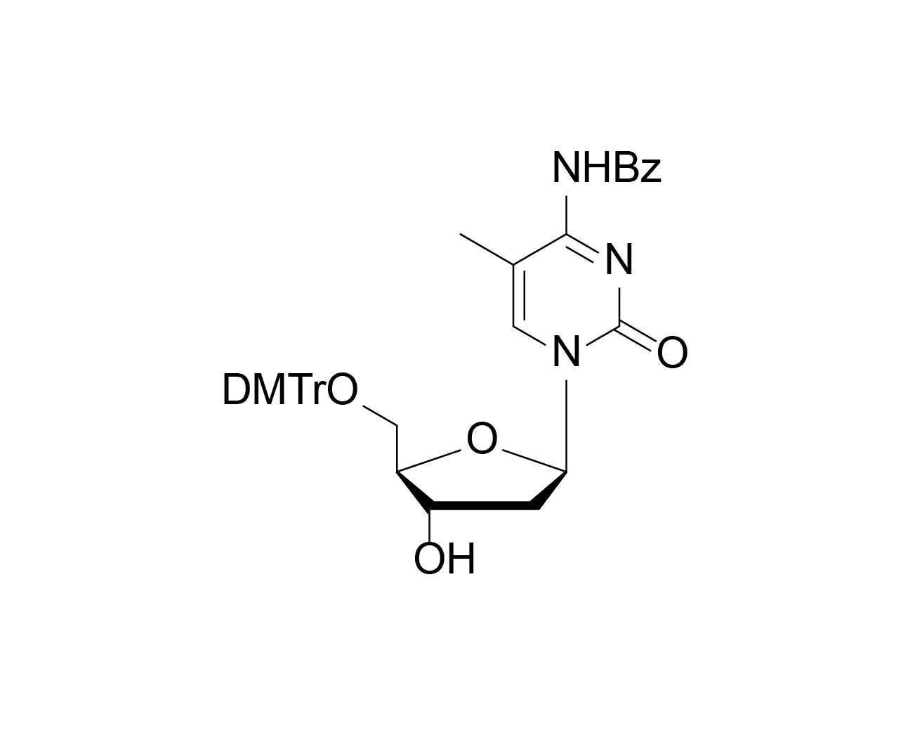 Structure of N4-benzoyl-5-methyl-5'-O-DMTr-2'-deoxycytidine